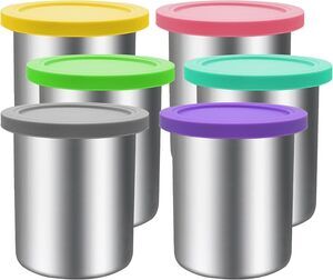 65 Pack Stainless Steel Pint Containers & Lids, Ninja Creami Ice Cream, 24 Oz